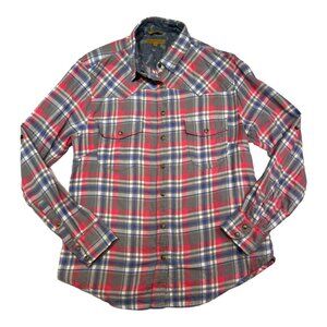 Jachs Girlfriend ~ Pink and Blue Plaid Western Pearl Snap Flannel Shirt ~ Sz M
